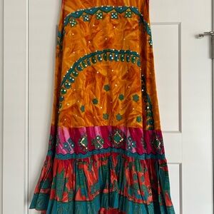 VENUS Vibrant Orange and Teal Maxi Skirt